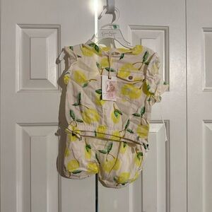 Jessica Simpson Lemon Print Kids Matching Set - Yellow and Green